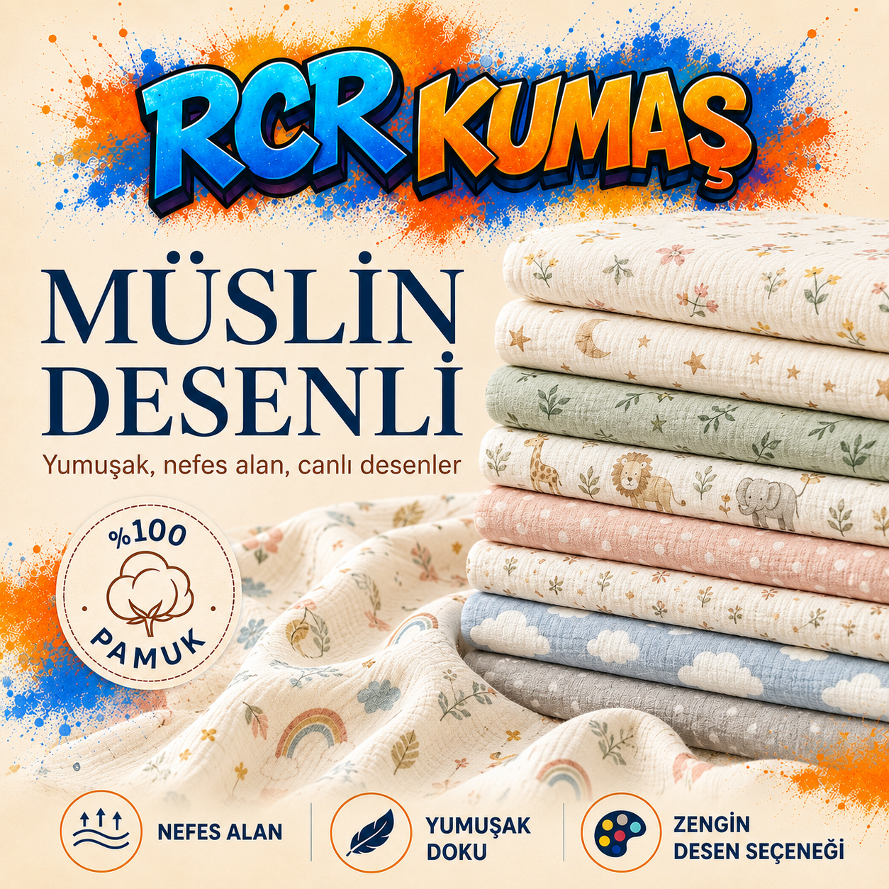 Müslin Desenli
